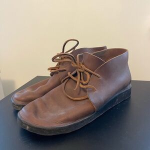 Aurora Shoe Co 8.5D Handmade North Pacific Boots Brown Laced Leather Vibram Sole